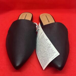 Women's Molly Pointy Toe Mule Flat Slides Sandals w/ Mini Heel, Black,