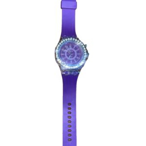 Geneva Women's Quartz Watch Light Purple Silicone Band Crystal Bezel New Battery