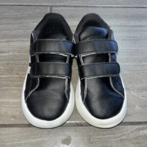 Adidas Grand Court Comfy Bubble Bottom White Black Stripe Sneakers Toddler 10k