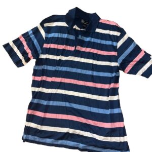 jos a bank leadbetter golf pink blue white Striped Short Sleeve Polo Size Large