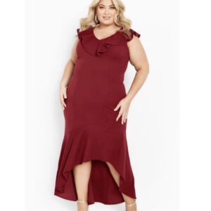 NWT Avenue Destiny Sleeveless Ruffle Ruby Dress Size 16