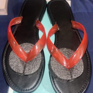 NIB Black Red Slid On Flip Flops Size 7.5