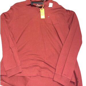 Tailor Vintage Shirt Mens XXL Burgundy Cotton Stretch Polo Long Sleeves NWT