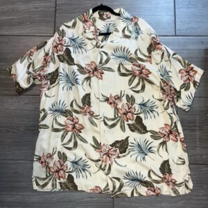 Caribbean Silk Blend Hawaiian Floral Short Sleeve Button Down Shirt Size 2XT
