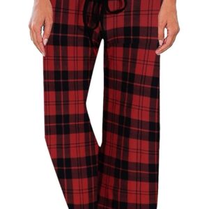Women's Comfy Stretch FLANNEL Print Drawstring Palazzo Wide Leg Pants Size XXL
