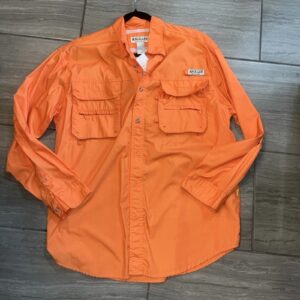 Magellan Outdoors Fish Gear Men’s L Long Sleeve Orange Nylon Fishing Shirt