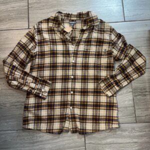 Eddie Bauer Men's Bristol Flannel Cotton Shirt Sz Medium Brown Plaid Button Down