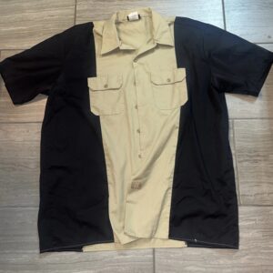 Dickies Black and Tan Button Up Short Sleeve Bowling Style Work Shirt Men’s XXL