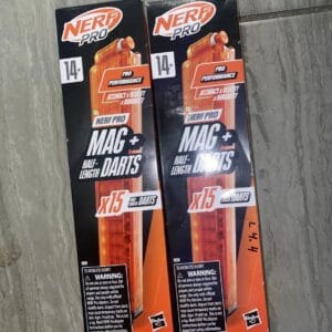 Lot of 2: Nerf Pro Mag Plus Half-Length Dart Magazine Refill 15 Darts Brand New