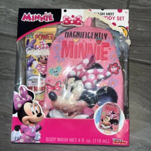Disney Junior, Girl Minnie Mouse Wash Mitt Bath Buddy Set, Berry Scented