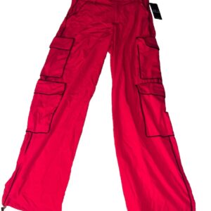 American Bazi Women's Red Nylon Contrast Cargo Pants Size Large New with Tags