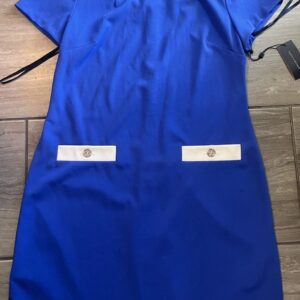 NWT Tommy Hilfiger Womens Faux Pocket Dress Sz 12 Blue White Short Sleeve