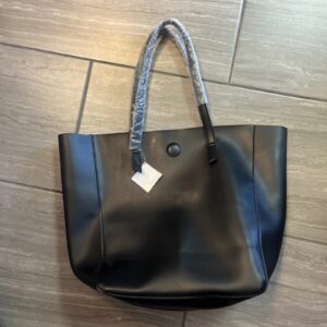 Macy's Black Faux Leather Blue Insides Women's Tote Bag Big Size