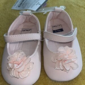 NWT Carters baby girl shoes pink with FLOWER and strap 6/9 months