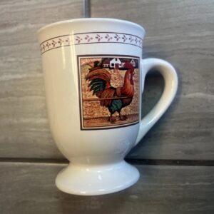 B.I. BI Inc. Pedestal Rooster Coffee Mug Cup Replacement Cup Country Rustic