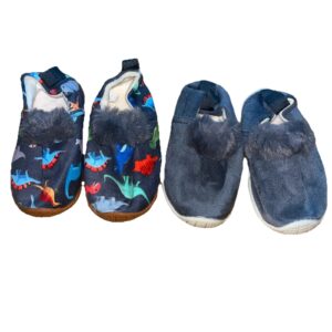 2 Centipede Demon Toddler Slippers Blue With Gray Fur Size 5-6 Toddler