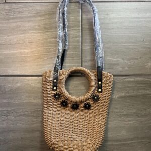 Small Straw Hand Woven Floral Shoulder Bag Handbag