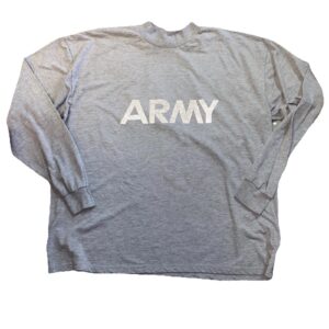 US ARMY GREY LONG SLEEVE PT SHIRT IPFU PHYSICAL TRAINING REFLECTIVE LOGO T-SHIRT