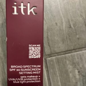 ITK IN THE KNOW Broad Spectrum SPF 30 Sunscreen Setting Mist 3.3oz, New In Box