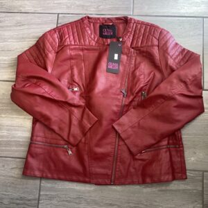 Olivia Miller Burgundy Moto Jacket Faux Leather Size 1X New