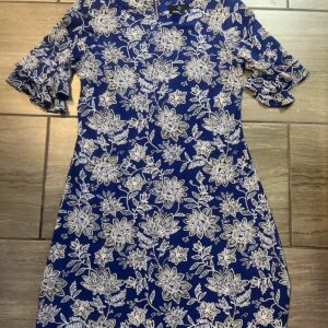 Ronni Nicole Blue Floral Fit Flare Cap Sleeve Dress Size 8