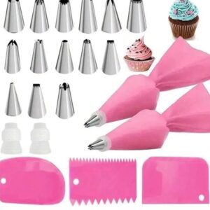 21pcs Piping Bags And Tips Set Bake Cake Decor Kit With 14 Stainless Steel