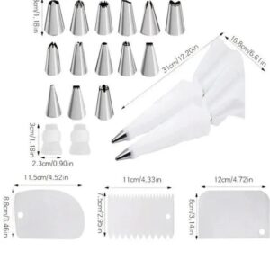 21pcs Piping Bags And Tips Set Bake Cake Decor Kit With 14 Stainless Steel