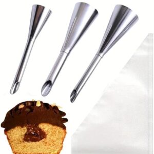 Puff Cream Filling Piping Tip 3 Pcs,Cupcake Filler Tool with 20 Disposable Pa...