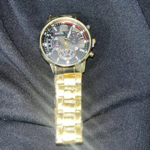 NEW Men’s Black Dial Gold Band Geneva Quartz Watch Battery Powered