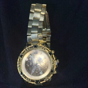 NEW Men’s White Dial Gold Band Gold Face Geneva Quartz Watch Battery Powered