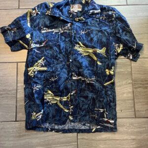 Kalaheo Mens M Hawaiian Shirt All Over Airplane Print Short Sleeve Made in USA