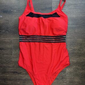 NEW Daci One Piece Swimsuit Women's 18W Modest High Neck Red Tummy Control